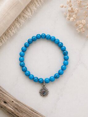 Beaded Bracelet with Sunflower Charm | New Beginnings | Fresh Starts Gift